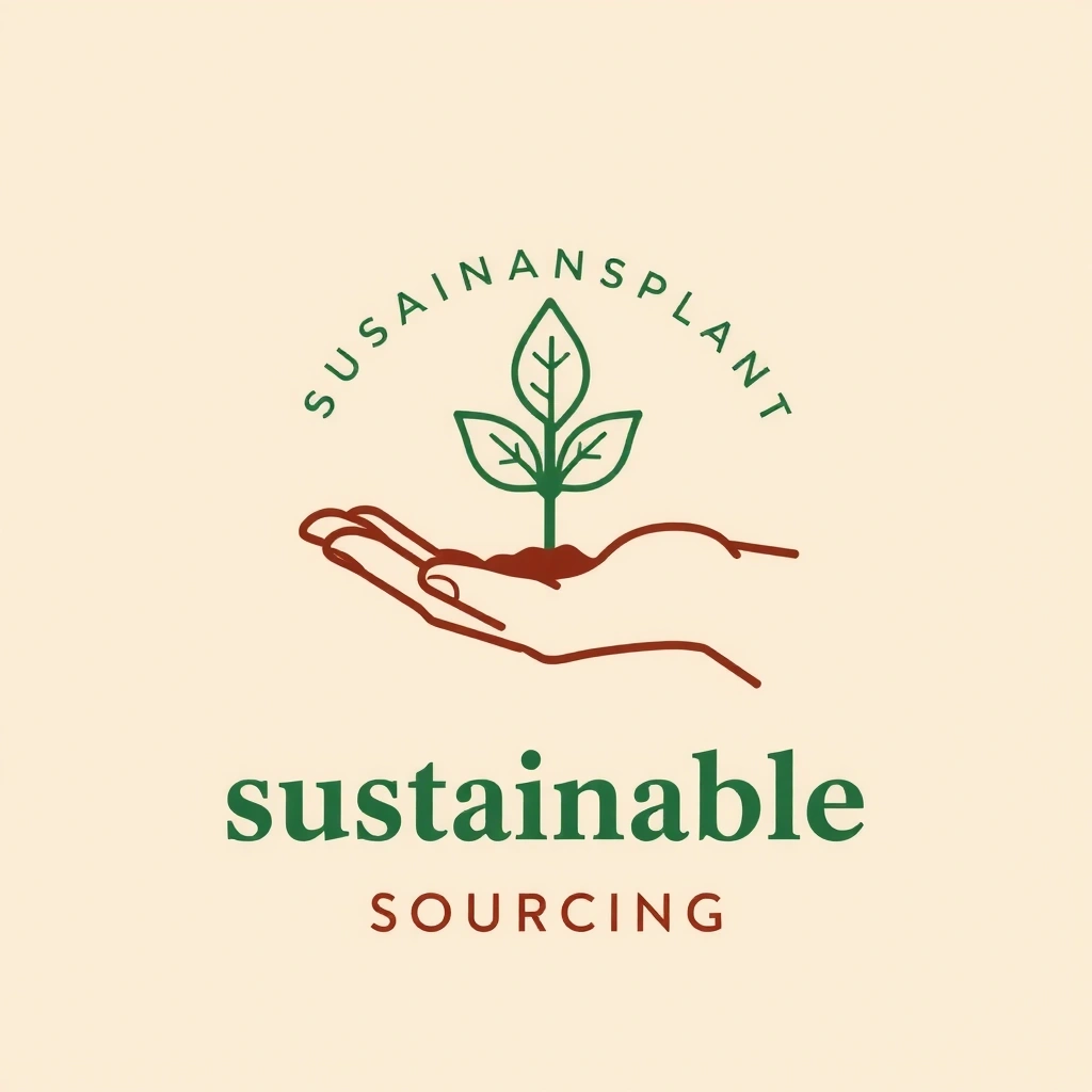Icon representing sustainable sourcing, like a hand holding a plant