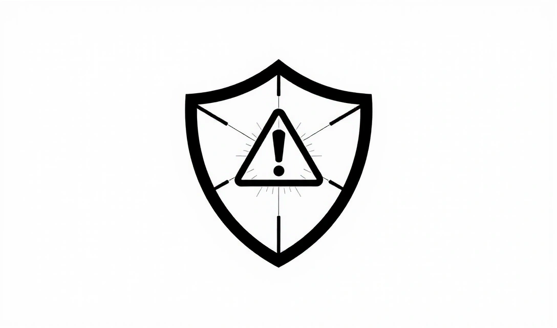 A broken shield icon, symbolizing a disclaimer of warranties or protection.