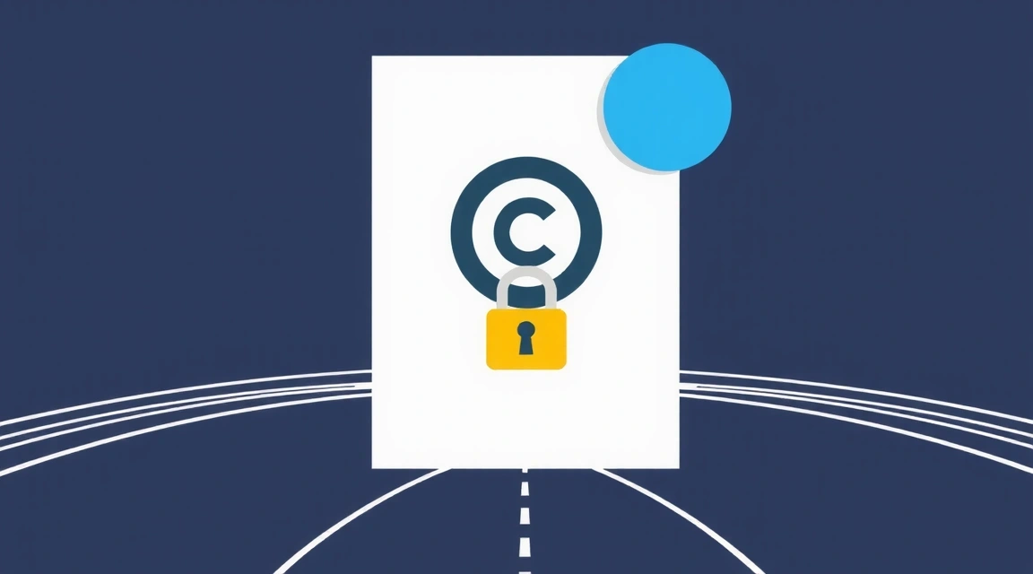 Stylized illustration of a document with a copyright symbol and a padlock, representing intellectual property protection.
